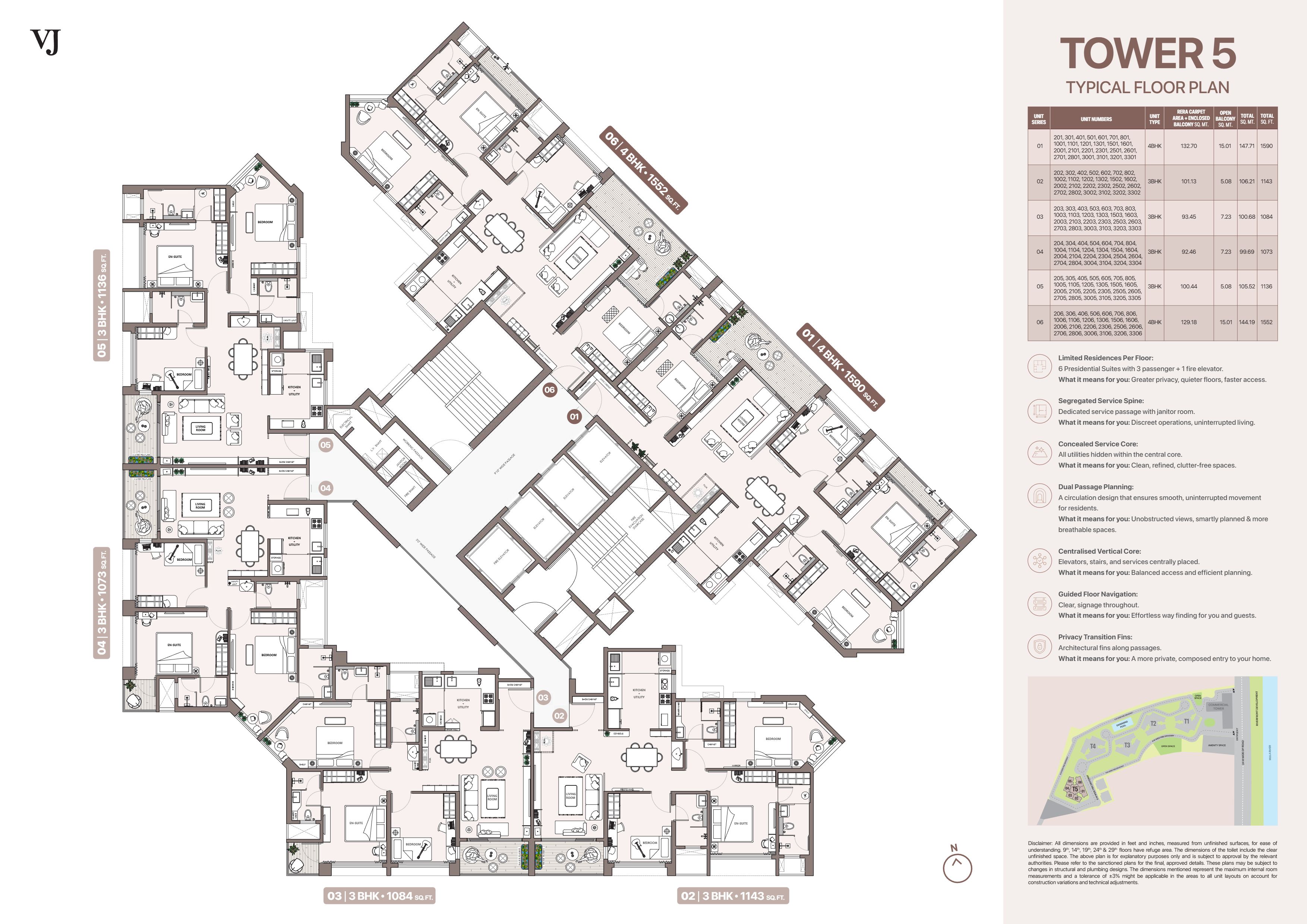 T5 Floor & Unit Plan-4BHK
